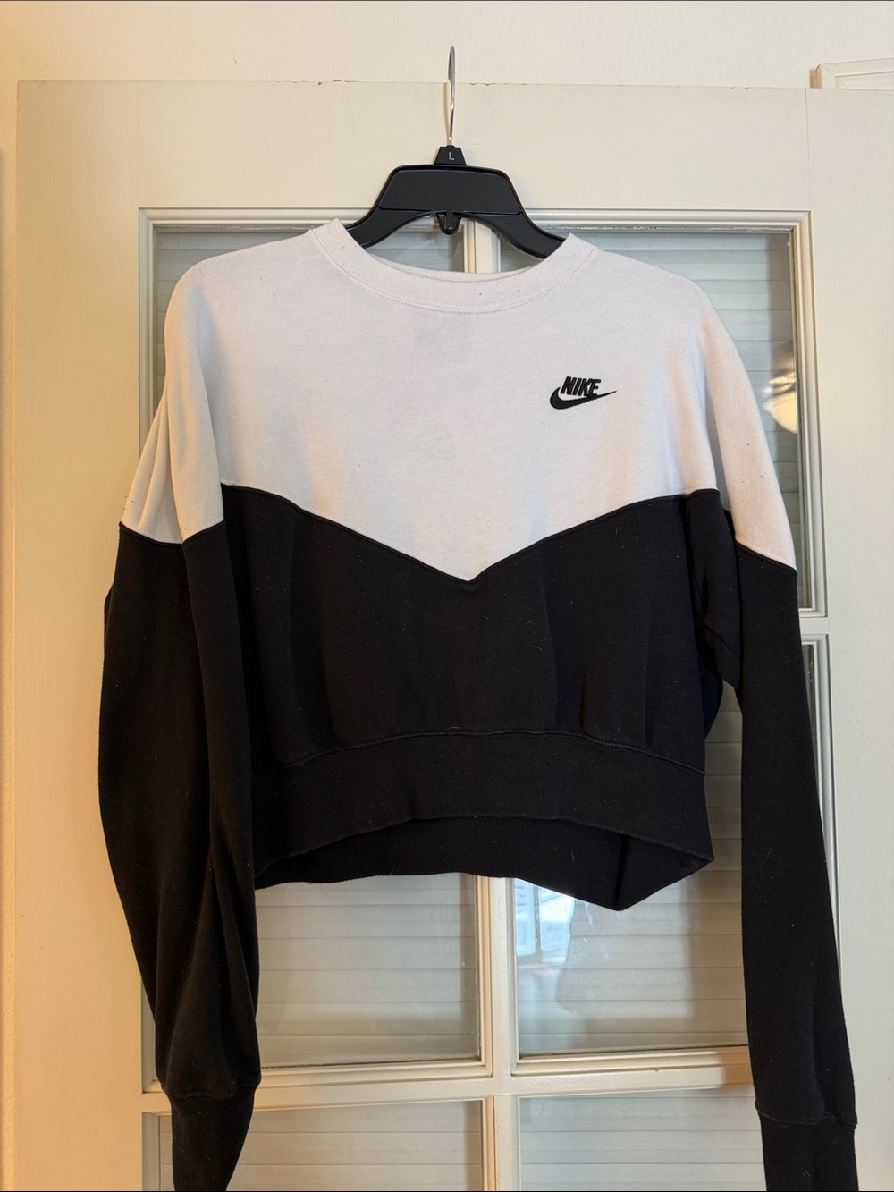 Nike Women's Black & White Chevron Colorblock Sweatshirt